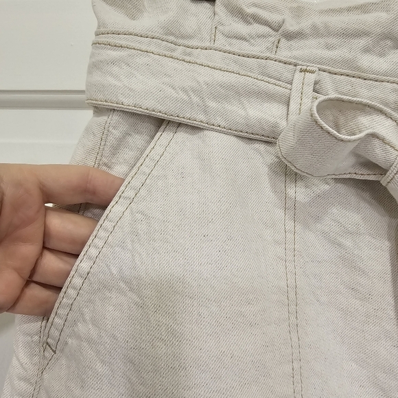 Free People Splendor In The Grass Front Tie Paper Bag Waist Mini Skirt Size 8 - Picture 6 of 16